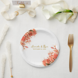 Orange Oleander Blume Floral Beach Wedding Pappteller