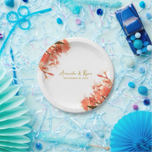 Orange Oleander Blume Floral Beach Wedding Pappteller (Party)