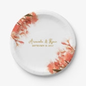 Orange Oleander Blume Floral Beach Wedding Pappteller (Vorderseite)