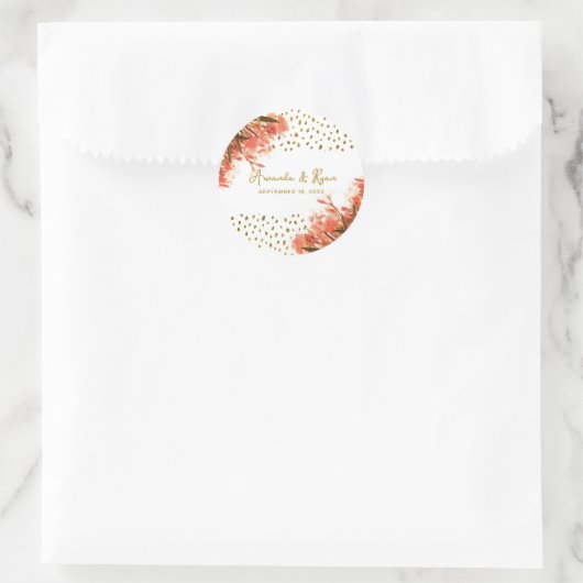 Orange Oleander Blume Floral Beach Wedding Runder Aufkleber (Tasche)