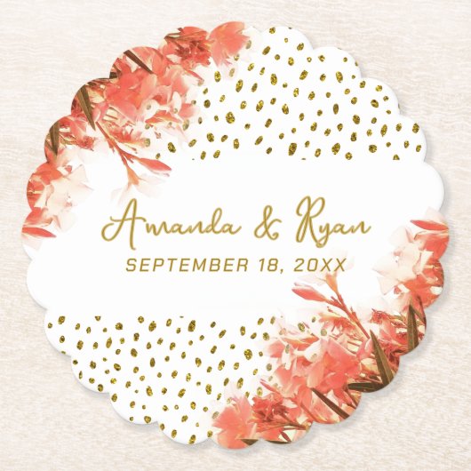 Orange Oleander Blume Floral Beach Wedding Untersetzer (Vorderseite)