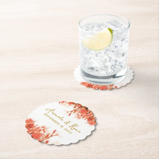 Orange Oleander Blume Floral Beach Wedding Untersetzer (Vor Ort)