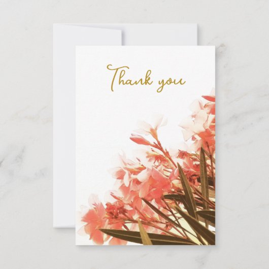 Orange Oleander Blume Floral Script Wedding Dankeskarte (Rückseite)