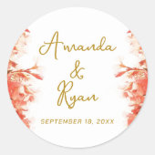 Orange Oleander Blume Floral Script Wedding Runder Aufkleber (Vorderseite)