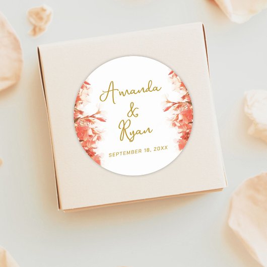 Orange Oleander Blume Floral Script Wedding Runder Aufkleber