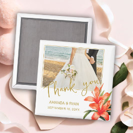 Orange Oleander Blume Foto Vielen Dank für Ihre Ho Magnet