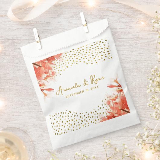 Orange Oleander Blume Gold Glitzer Wedding Geschenktütchen (Ausgeschnitten)