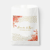 Orange Oleander Blume Gold Glitzer Wedding Geschenktütchen (Vorderseite)