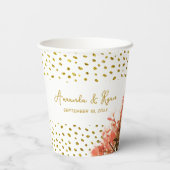 Orange Oleander Blume Gold Glitzer Wedding Pappbecher (Rückseite)