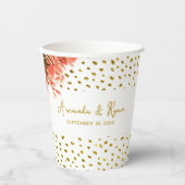 Orange Oleander Blume Gold Glitzer Wedding Pappbecher (Vorderseite)