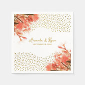 Orange Oleander Blume Gold Glitzer Wedding Serviette (Vorderseite)