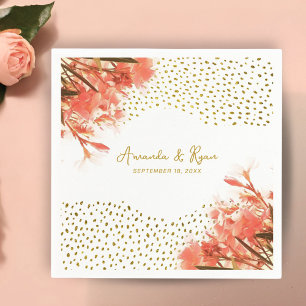Orange Oleander Blume Gold Glitzer Wedding Serviette