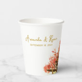 Orange Oleander Blume Hochzeiten Pappbecher (Rückseite)