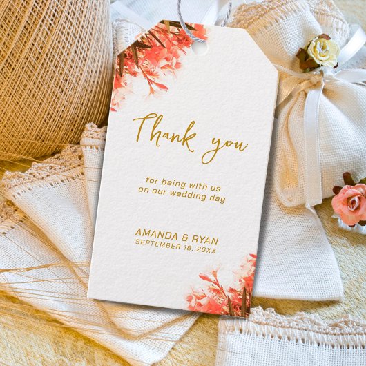 Orange Oleander Blume on Beach Wedding Danke Geschenkanhänger