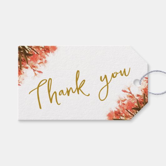 Orange Oleander Blume on Beach Wedding Danke Geschenkanhänger (Vorderseite (Horizontal))