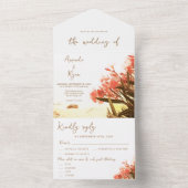 Orange Oleander Blume Tropical Beach Wedding All In One Einladung (Innen Boden)