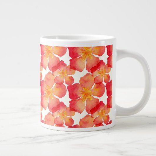 Orange Oleander Floral Muster Jumbo-Tasse (Rechts)