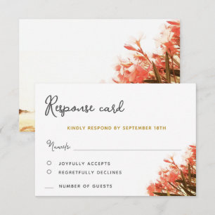 Orange Oleander Strand Florale Hochzeit RSVP Karte
