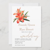 Orange Oleander Watercolor Blume Floral Wedding Einladung (Vorderseite)