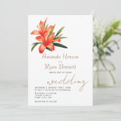 Orange Oleander Watercolor Blume Floral Wedding Einladung (Stehend Vorderseite)