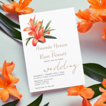 Orange Oleander Watercolor Blume Floral Wedding