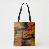 Orange Olive Gold Camouflage Muster mit Monogramm Tasche (Vorderseite)