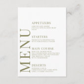 Orange Olive Green Floral Rustic Wedding Menu Card Begleitkarte (Vorderseite)