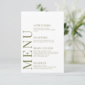 Orange Olive Green Floral Rustic Wedding Menu Card Begleitkarte (Stehend Vorderseite)