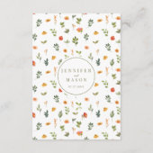 Orange Olive Green Floral Rustic Wedding Menu Card Begleitkarte (Rückseite)