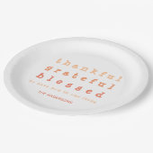 Orange Ombre dankbares gesegnetes Pappteller (Schrägansicht)