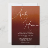 Orange Ombre Dark Glamour Boho Wedding Invitation Einladung (Vorderseite)