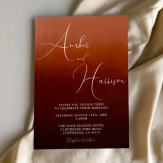Orange Ombre Dark Glamour Boho Wedding Invitation Einladung