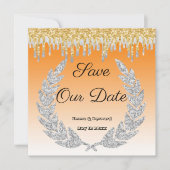 Orange Ombre, Diamant Laurel, Gold Drilling Einladung (Vorderseite)