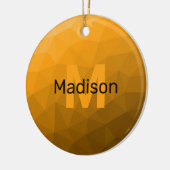 Orange ombre geometrisches Maschenmuster Monogram Keramik Ornament (Links)