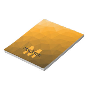 Orange ombre geometrisches Maschenmuster Monogram Notizblock