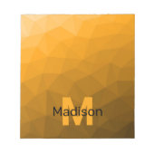 Orange ombre geometrisches Maschenmuster Monogram Notizblock (Vorderseite)