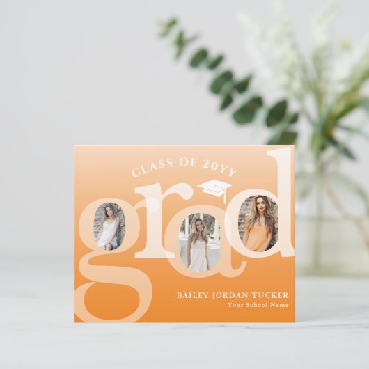 Orange Ombre GRAD Budget Abschluss Ankündigung (Stehend Vorderseite)