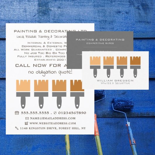 Orange Ombre Pinsel, Maler und Dekorator Visitenkarte