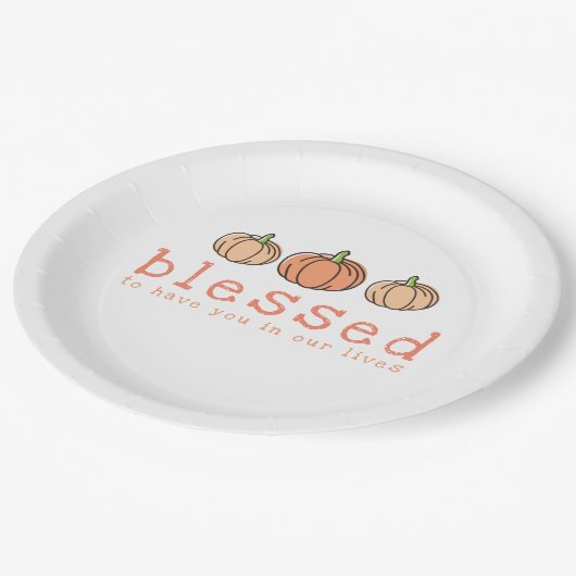 Orange Ombre Pumpkins Seligen Erntedank Dinner Pappteller (Schrägansicht)