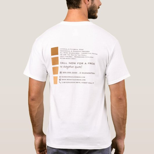 Orange Ombre Quadrate, Malerei und Dekoratorwerbun T-Shirt (Rückseite)
