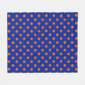 Orange On Blue Polka Dots Pattern Design Fleecedecke (Vorderseite (Horizontal))