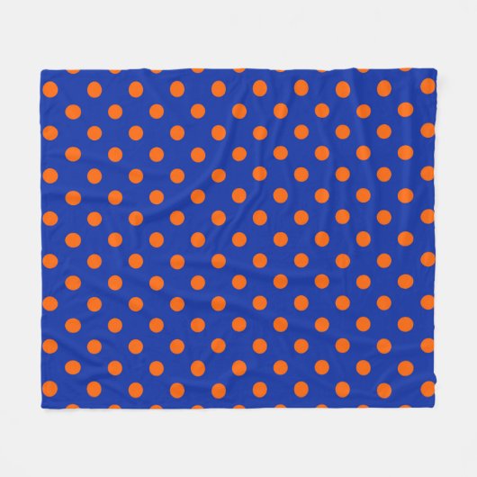 Orange On Blue Polka Dots Pattern Design Fleecedecke (Vorderseite (Horizontal))