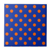 Orange On Blue Polka Dots Pattern Design  Fliese (Vorderseite)