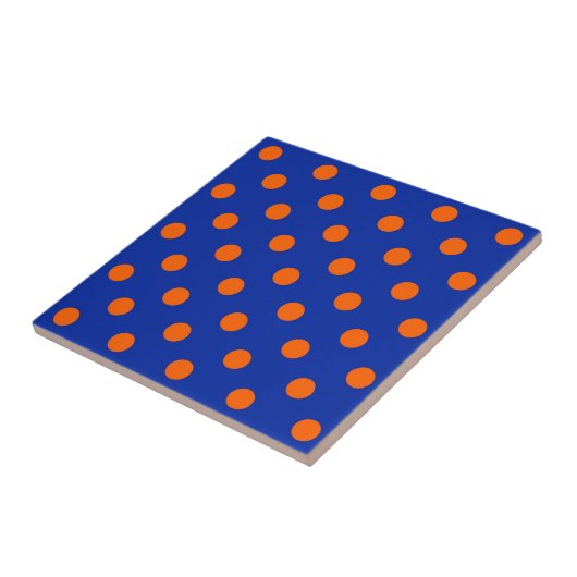 Orange On Blue Polka Dots Pattern Design Fliese (Seite)