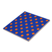 Orange On Blue Polka Dots Pattern Design Fliese