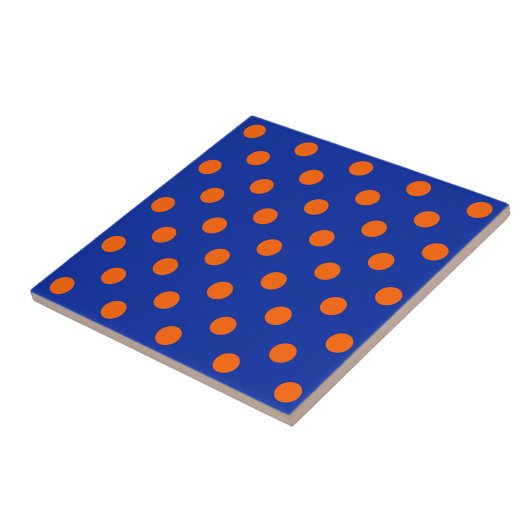 Orange On Blue Polka Dots Pattern Design  Fliese