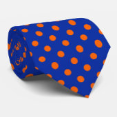 Orange On Blue Polka Dots Pattern Design Krawatte