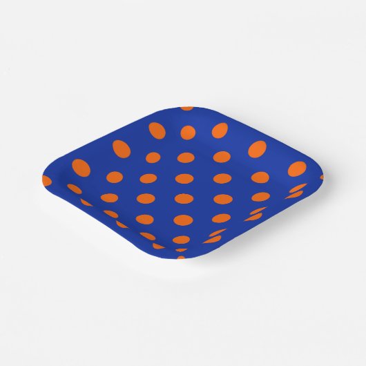 Orange On Blue Polka Dots Pattern Design  Pappteller (Gewinkelt)