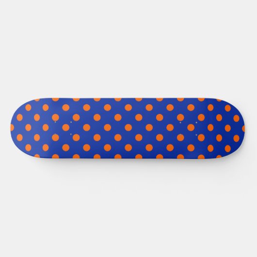 Orange On Blue Polka Dots Pattern Design Skateboard (Horizontal)