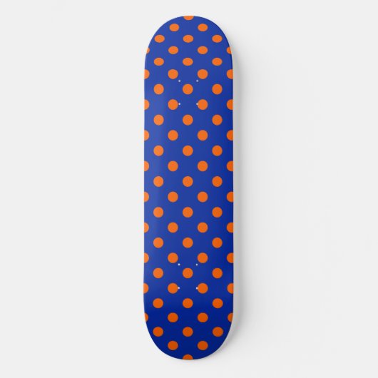 Orange On Blue Polka Dots Pattern Design  Skateboard (Vorderseite)